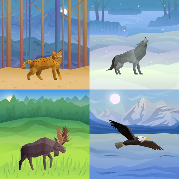 Animals Background Set — Stock Vector