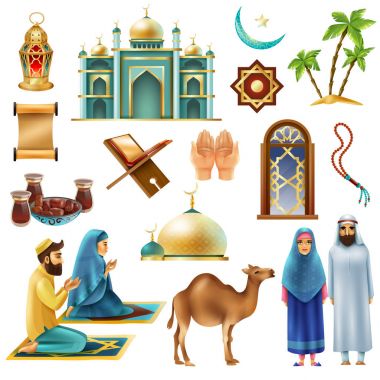 Ramazan Kareem Mübarek Icons Set simgeleri