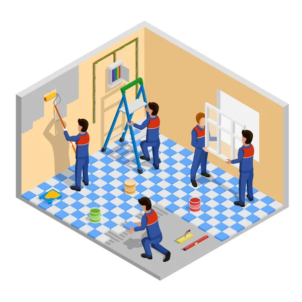 Renovation Isometric Composition — Stock Vector