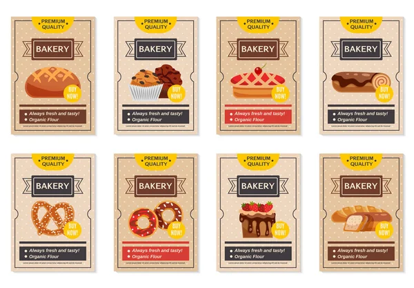 Reihe von Bäckerplakaten — Stockvektor