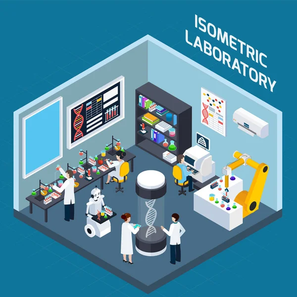 Laboratorium wnętrza izometryczny — Wektor stockowy