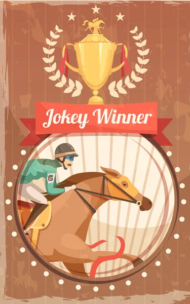 Jockey winnaar Vintage Poster — Stockvector