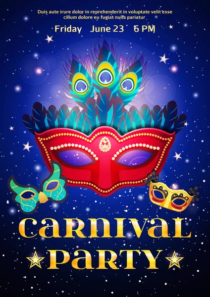 Carnaval Party Poster met datum van gebeurtenis — Stockvector