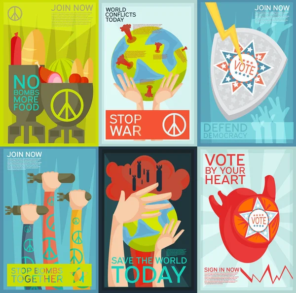 Propaganda Posters Set — Stockvector