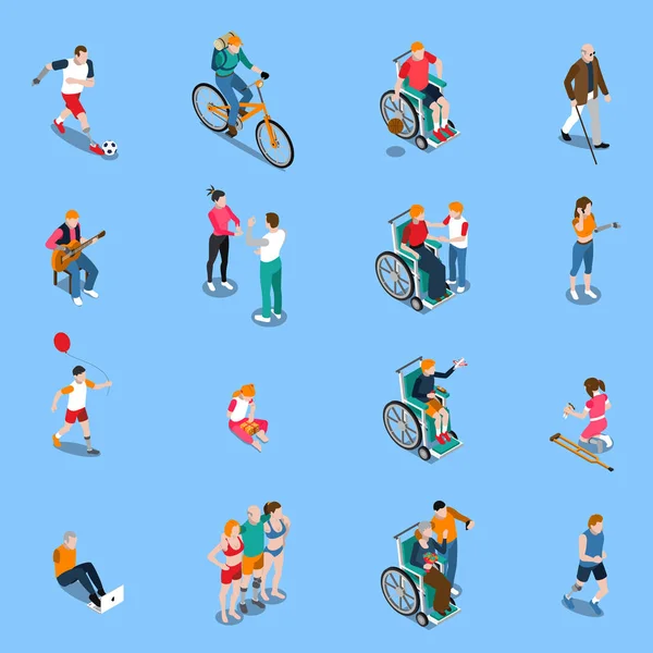 Ensemble isométrique pour personnes handicapées — Image vectorielle