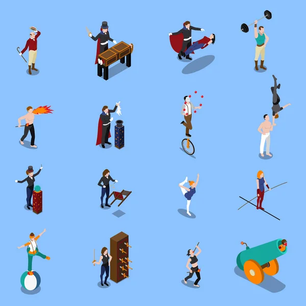 Magic Show People Isometric Set - Stok Vektor