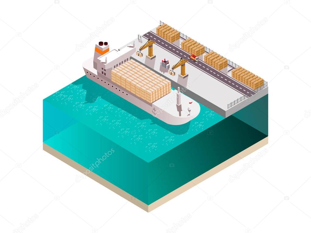 Stowing Ship Isometric Composition