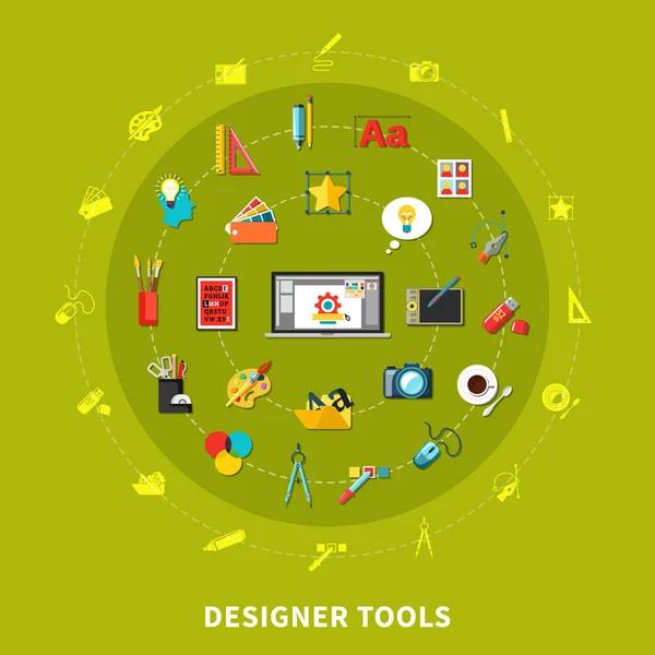Designer Tools Colored Concept — Stock Vector