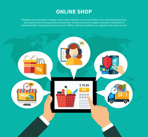 Online Shop sammansättning — Stock vektor