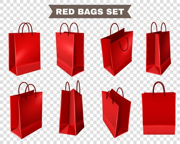 Red Shopping Bags Set — Stock Vector
