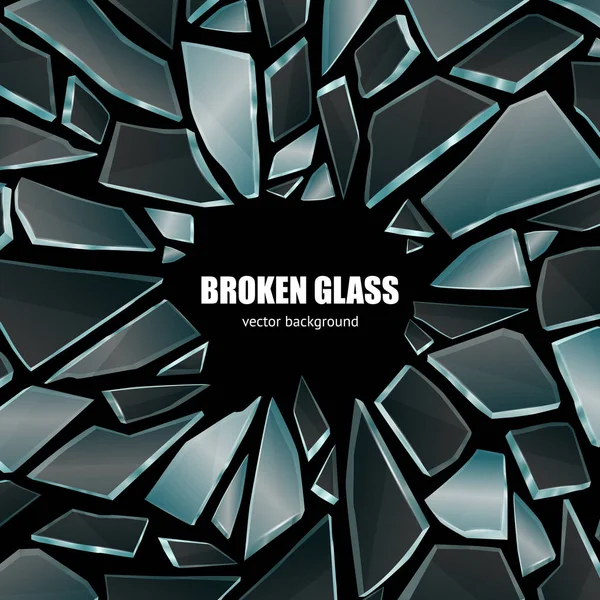 Gebroken zwart glas achtergrond Poster — Stockvector