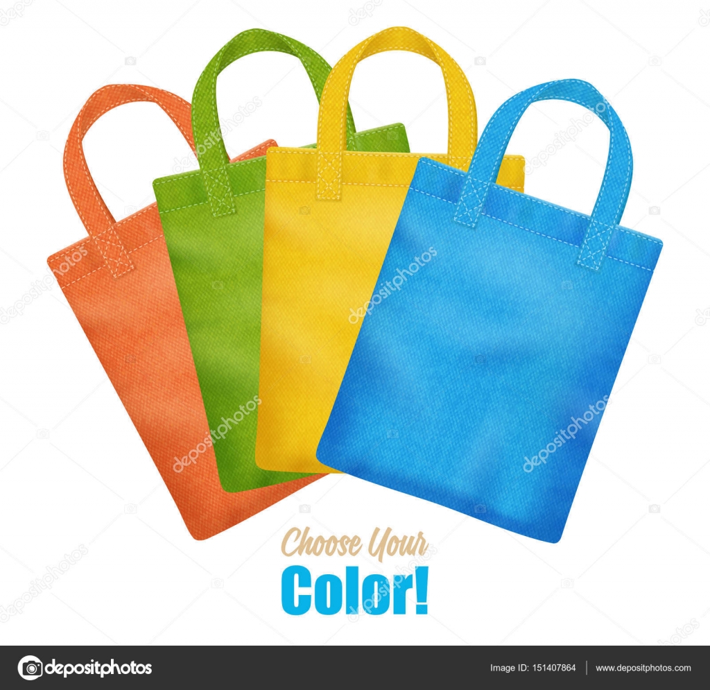 A Collection Of Brightly Colored Shopping Bags Stock Illustration