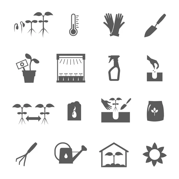 Ensemble d'icônes blanches noires de semis — Image vectorielle