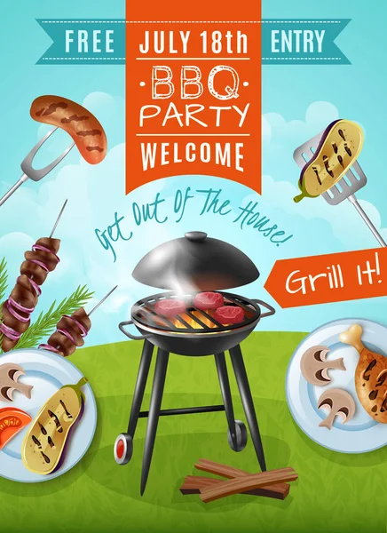 Poster van het barbecuefeest — Stockvector