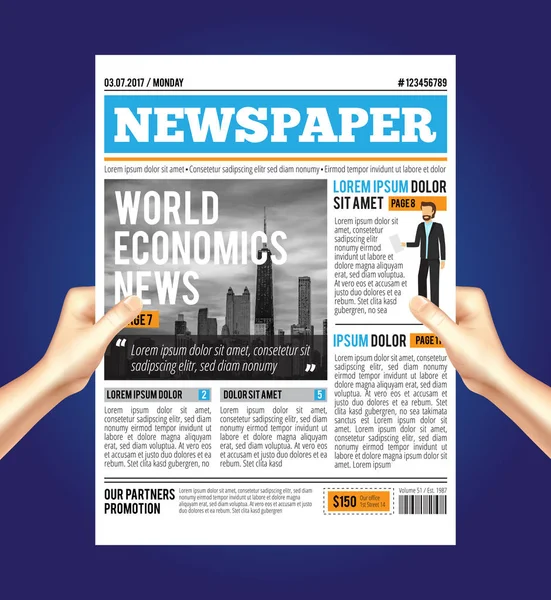 Wereld economische krant samenstelling — Stockvector