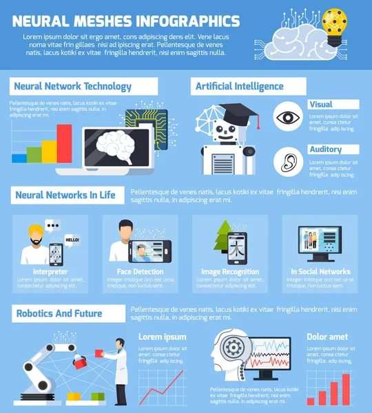 Neurális hálók Infographics elrendezés — Stock Vector