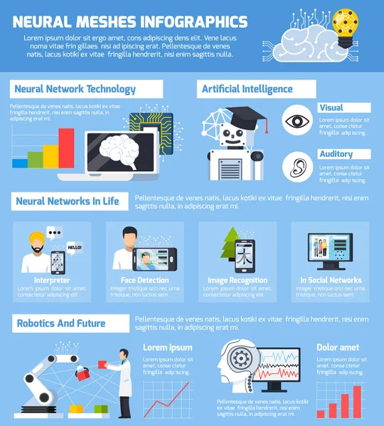 Diseño de infografías de mallas neuronales — Archivo Imágenes Vectoriales