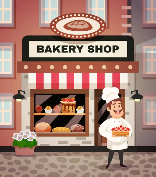 Ilustracja kreskówka piekarnia sklep — Wektor stockowy