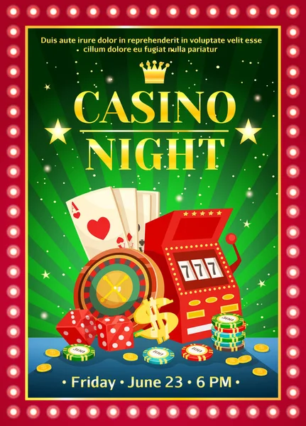 Nacht Casino helles Plakat — Stockvektor