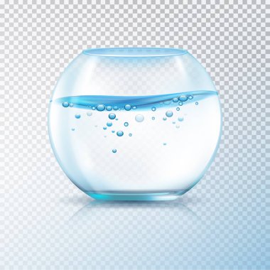 Balık yuvarlak kase su kabarcıkları şeffaf 