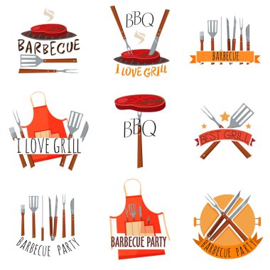 Barbekü partisi etiket kümesi