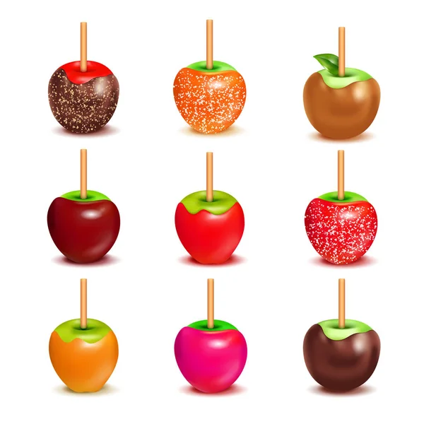 Toffee Candy Apples Assortment Set — Stock Vector