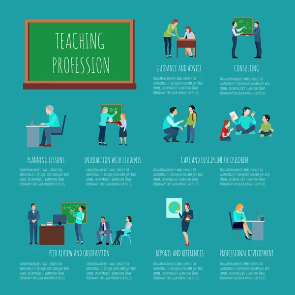 Tanári szakma Infographics — Stock Vector