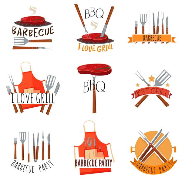 Set de etiquetas de fiesta de barbacoa — Archivo Imágenes Vectoriales