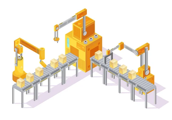 Conveyor System Isometric Illustration — Stock Vector