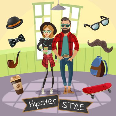 Hipsters alt kültür illüstrasyon