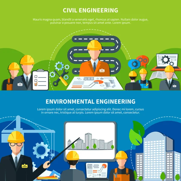 Conjunto de Banners de Engenharia Civil —  Vetores de Stock