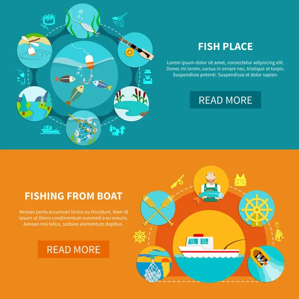 Set de bannere de pescuit plutitoare — Vector de stoc