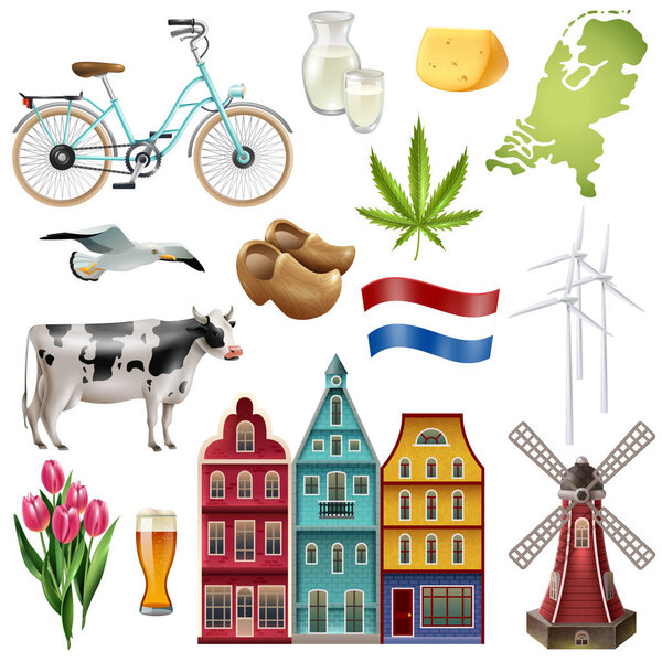 Holland Netherlands Travel Icon Set