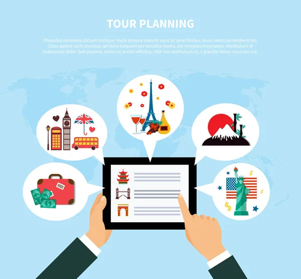 Tourplanung Gestaltungskonzept — Stockvektor