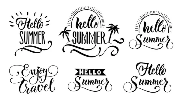 Hello Summer Lettering Set — Stock Vector
