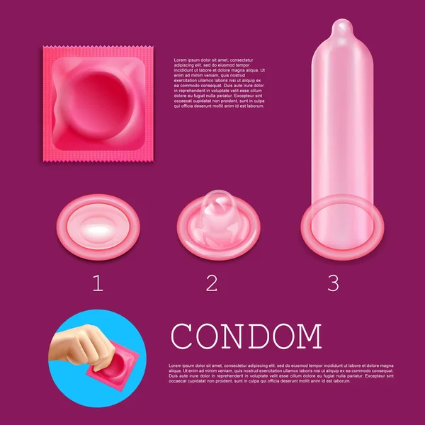 Condom Realistic Infographics — Stock Vector