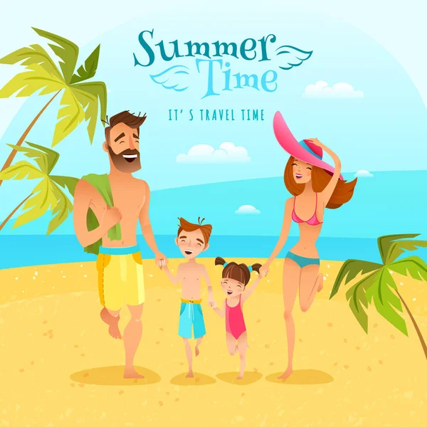 Family Season Summer Illustration — Stock Vector