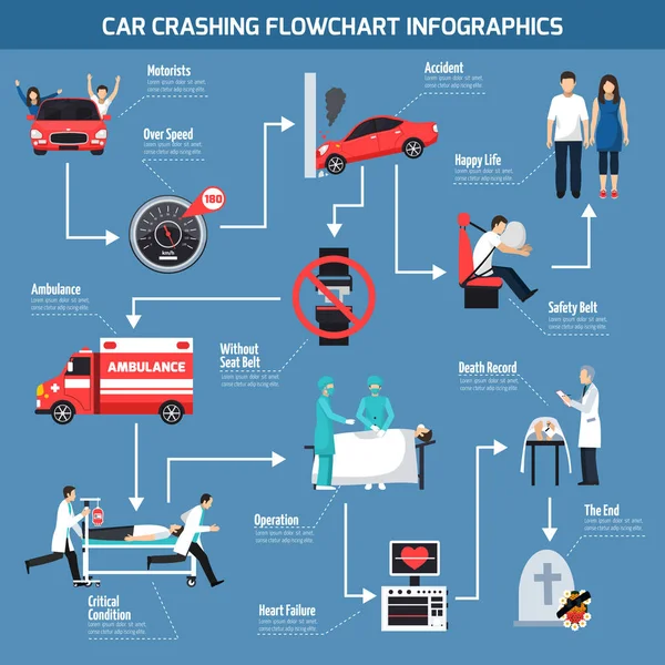 Coche estrellarse infografías — Vector de stock