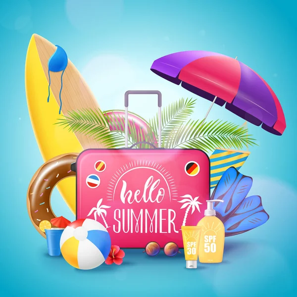 Sommer Strand Urlaub Hintergrund Plakat — Stockvektor