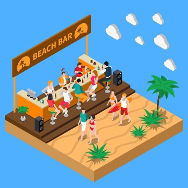 Beach Bar izometrik kompozisyon