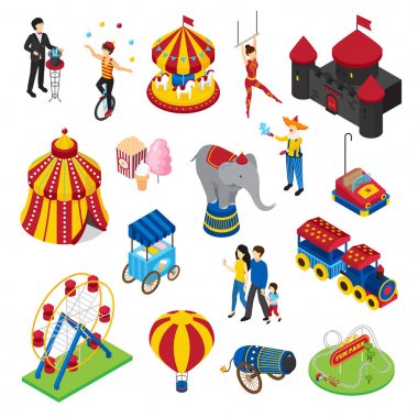 Eğlence Parkı izometrik Set