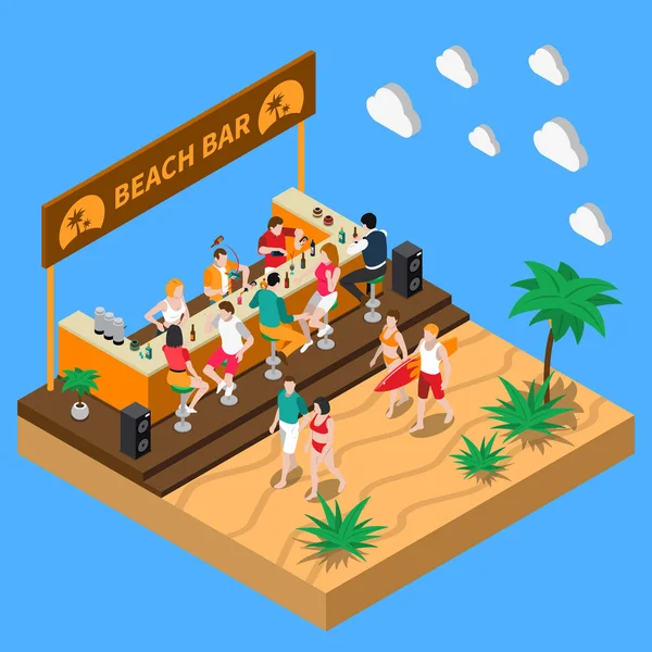 Пляжний бар Ізометричний склад — стоковий вектор