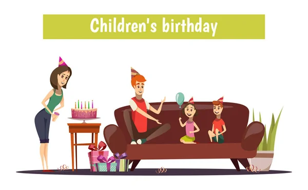 Παιδικά γενέθλια σύνθεση — Διανυσματικό Αρχείο