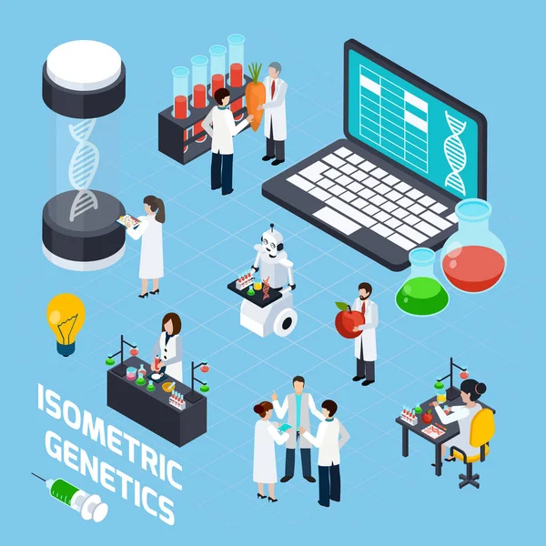 Composizione isometrica OGM — Vettoriale Stock