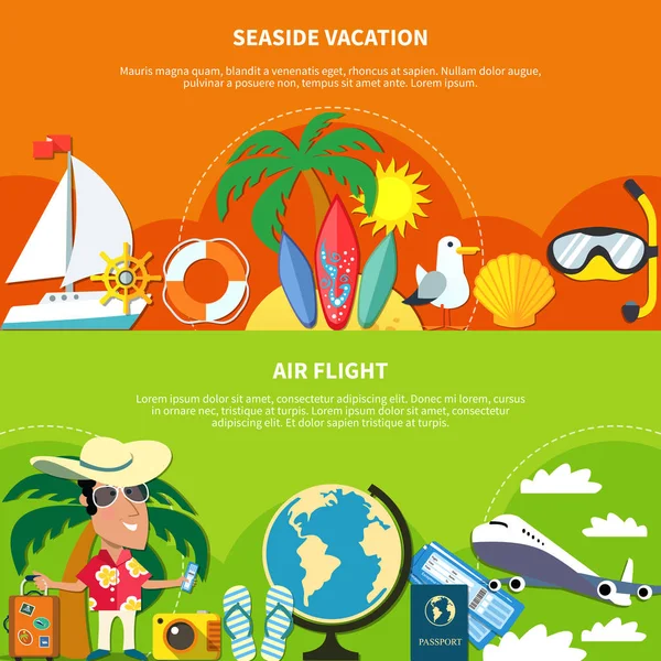 Vacation Flat Banners Set — Stock Vector