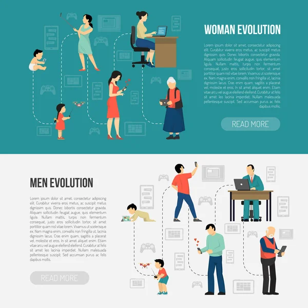 Ensemble de bannières Gender Evolution — Image vectorielle