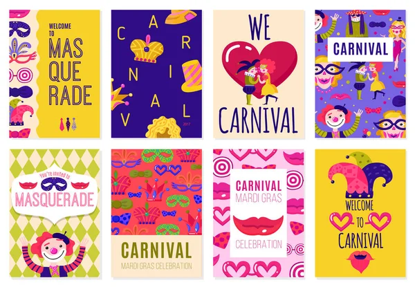Набор плакатов с карнавалом — стоковый вектор