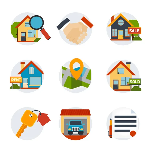 Conjunto de iconos inmobiliarios — Vector de stock