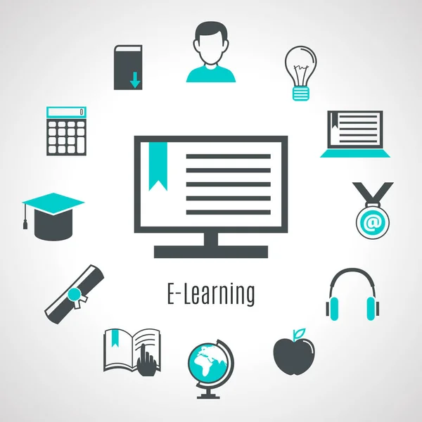 Estilo minimalista Elearning Composición — Vector de stock