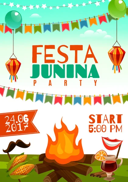 Plakát junina Festa — Stockový vektor